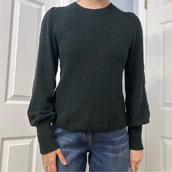 Madewell Sweater Balloon Knit Green Wool Alpaca Fall Size Extra Small New - Picture 1 of 7